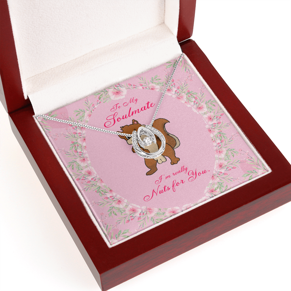 To My Girlfriend Nuts For You Lucky Horseshoe Necklace Message Card 14k w CZ Crystals-Express Your Love Gifts