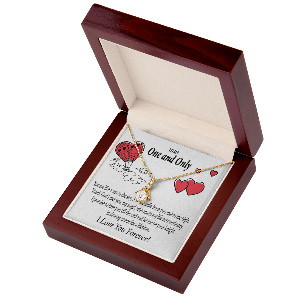 To My Girlfriend One & Only Alluring Ribbon Necklace Message Card-Express Your Love Gifts
