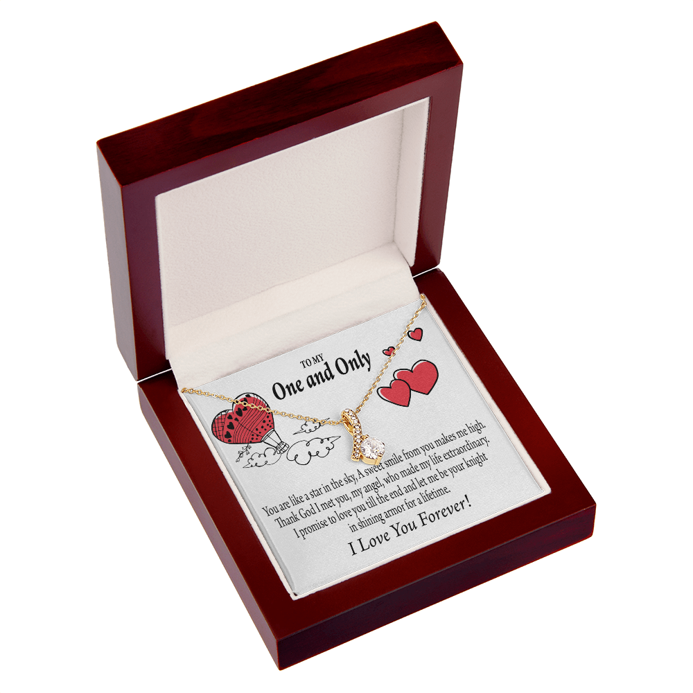 To My Girlfriend One & Only Alluring Ribbon Necklace Message Card-Express Your Love Gifts