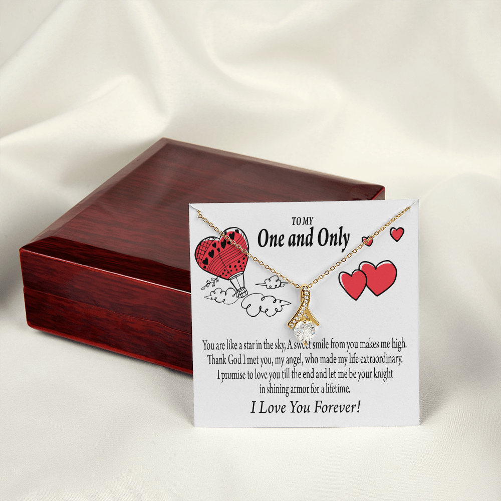 To My Girlfriend One & Only Alluring Ribbon Necklace Message Card-Express Your Love Gifts