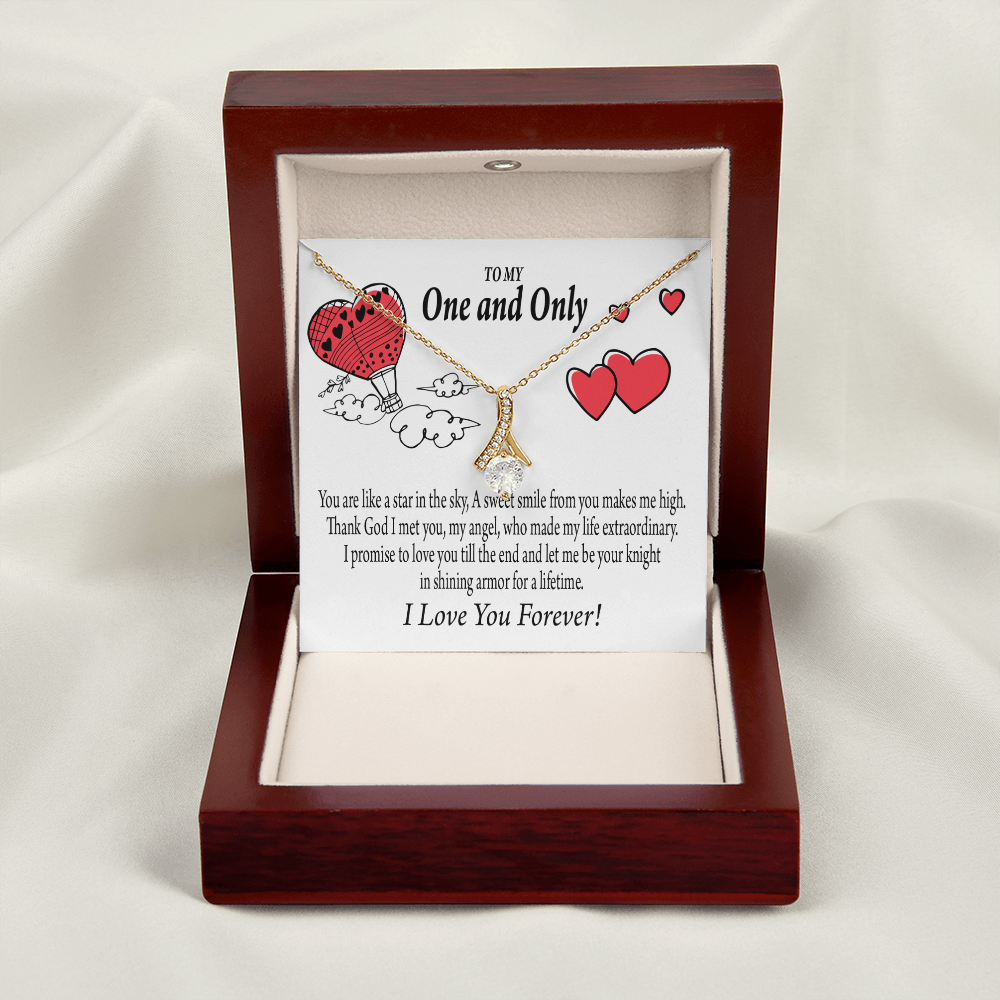 To My Girlfriend One & Only Alluring Ribbon Necklace Message Card-Express Your Love Gifts