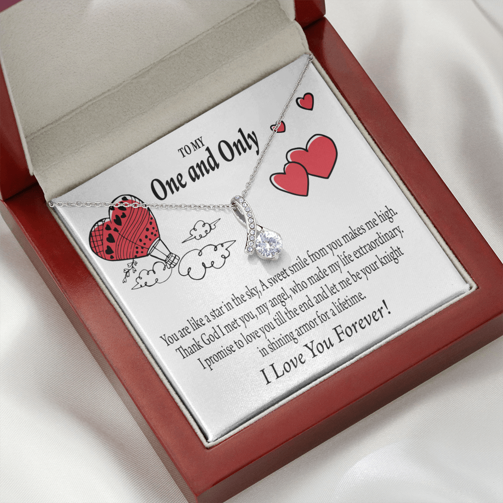To My Girlfriend One & Only Alluring Ribbon Necklace Message Card-Express Your Love Gifts