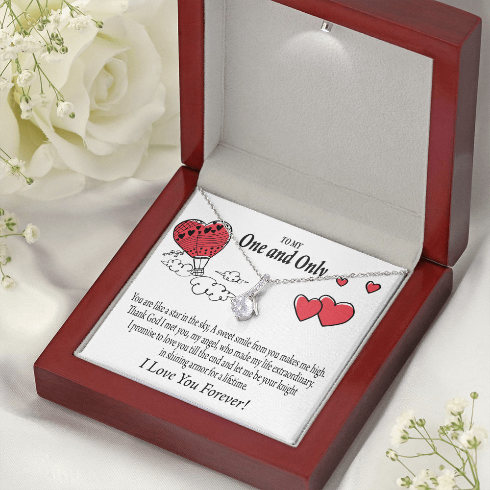 To My Girlfriend One & Only Alluring Ribbon Necklace Message Card-Express Your Love Gifts