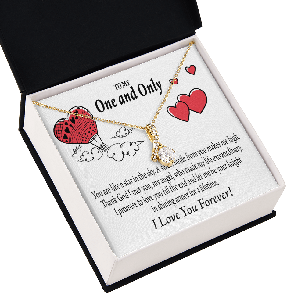 To My Girlfriend One & Only Alluring Ribbon Necklace Message Card-Express Your Love Gifts