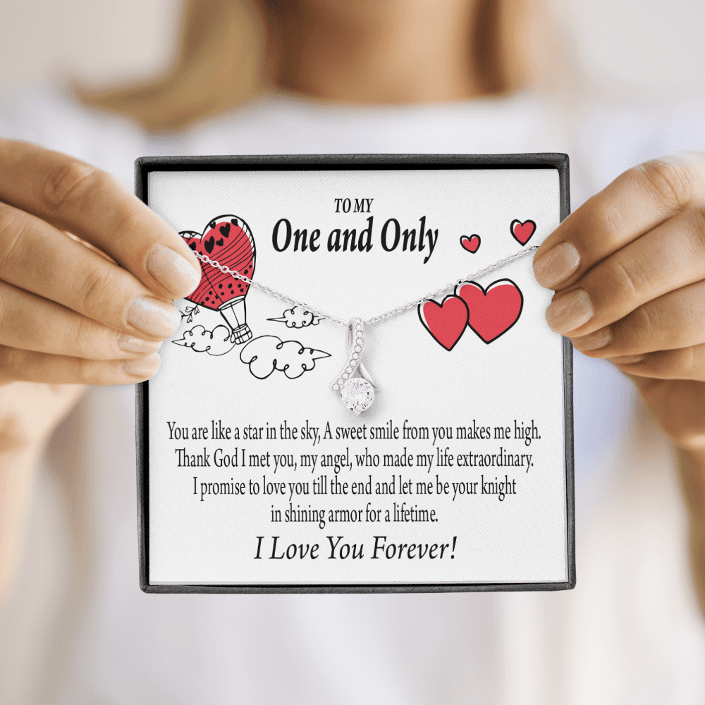 To My Girlfriend One & Only Alluring Ribbon Necklace Message Card-Express Your Love Gifts