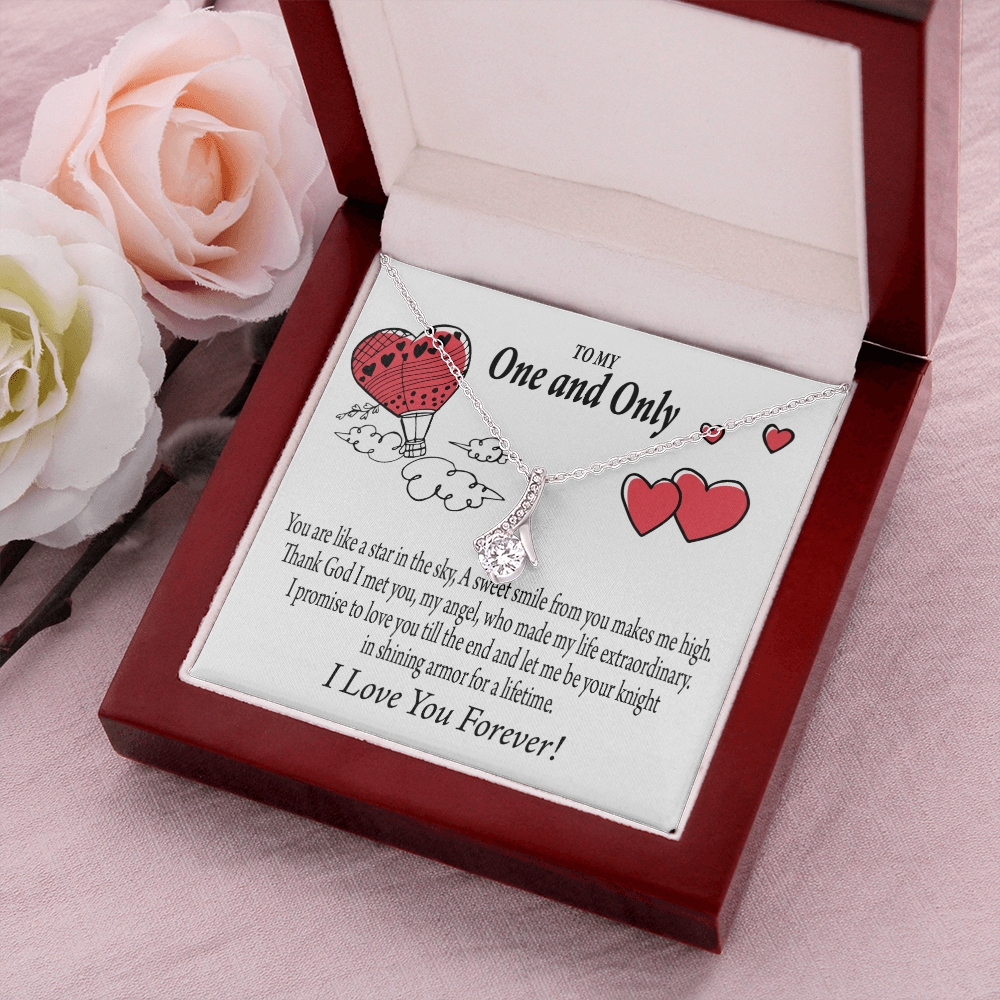To My Girlfriend One & Only Alluring Ribbon Necklace Message Card-Express Your Love Gifts