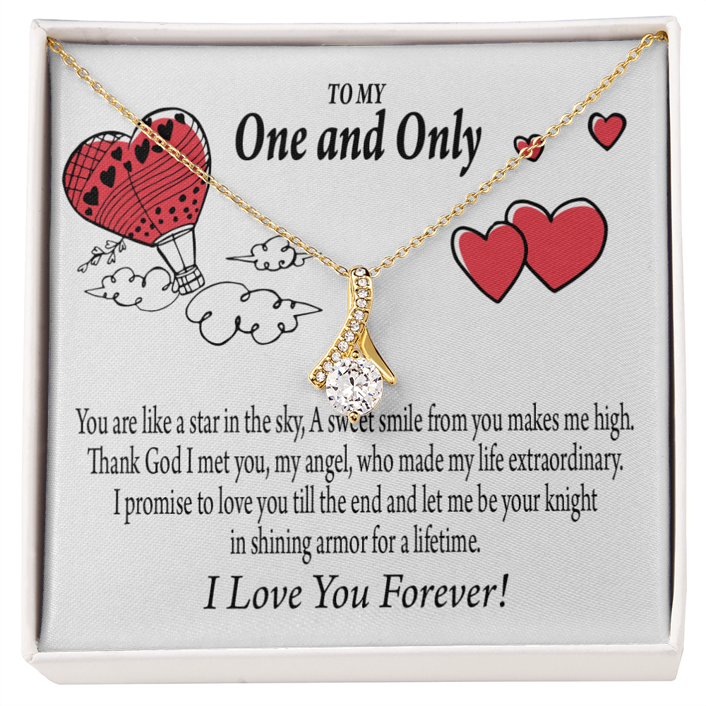 To My Girlfriend One & Only Alluring Ribbon Necklace Message Card-Express Your Love Gifts
