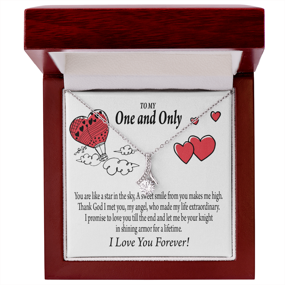 To My Girlfriend One & Only Alluring Ribbon Necklace Message Card-Express Your Love Gifts