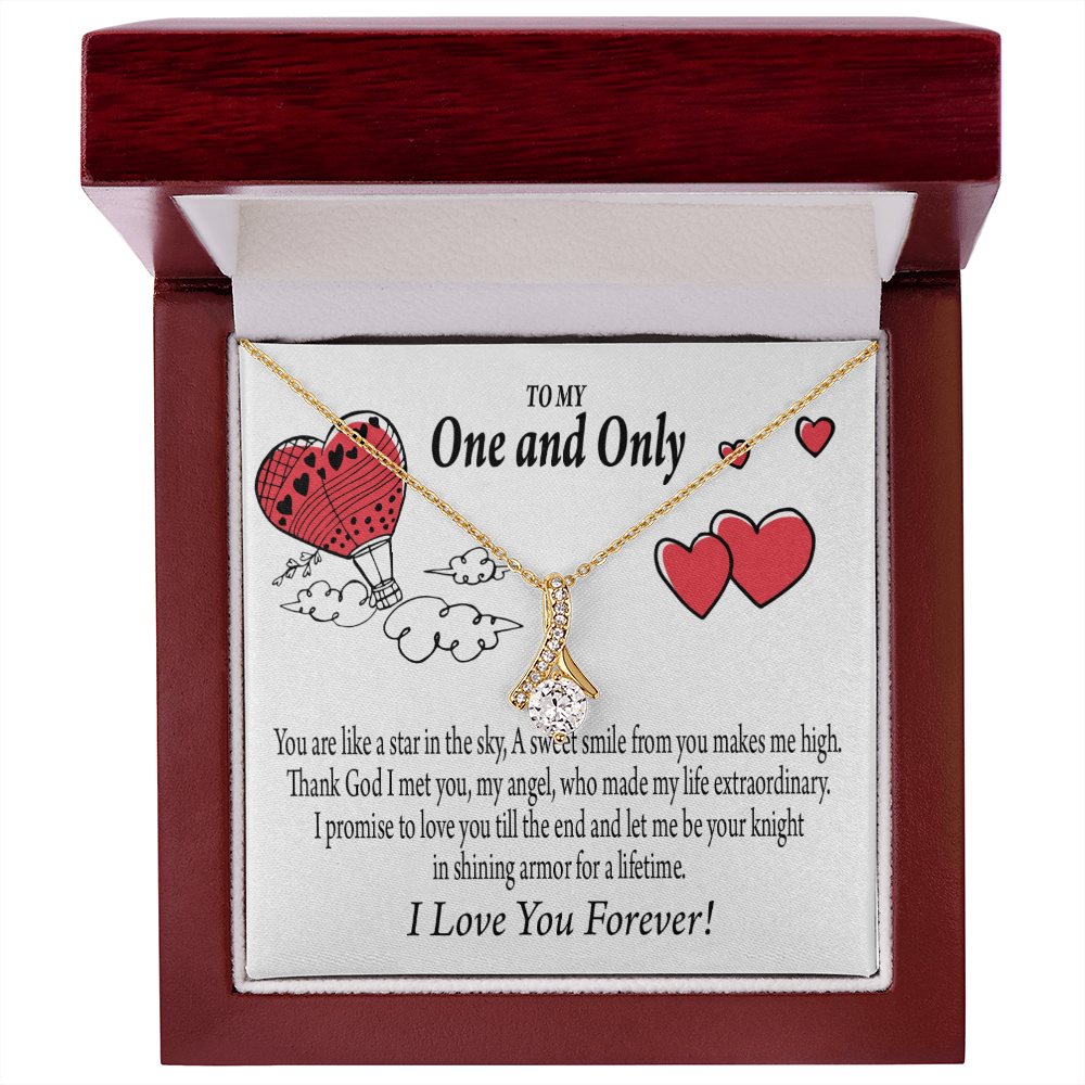 To My Girlfriend One & Only Alluring Ribbon Necklace Message Card-Express Your Love Gifts