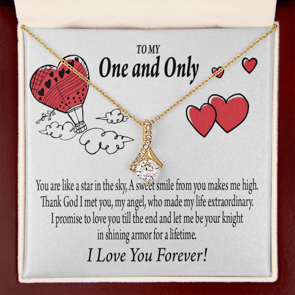 To My Girlfriend One & Only Alluring Ribbon Necklace Message Card-Express Your Love Gifts