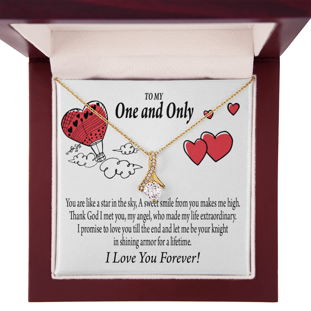 To My Girlfriend One & Only Alluring Ribbon Necklace Message Card-Express Your Love Gifts