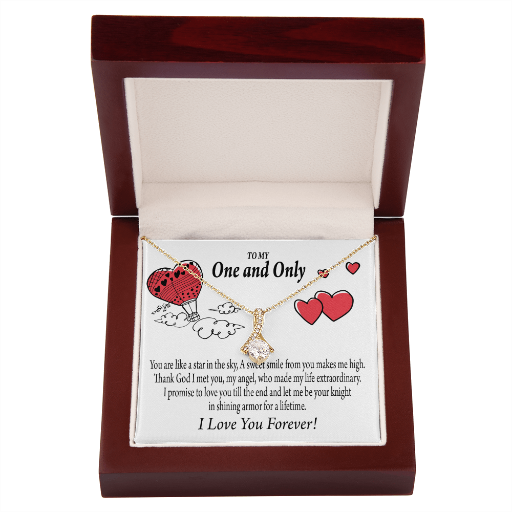 To My Girlfriend One & Only Alluring Ribbon Necklace Message Card-Express Your Love Gifts