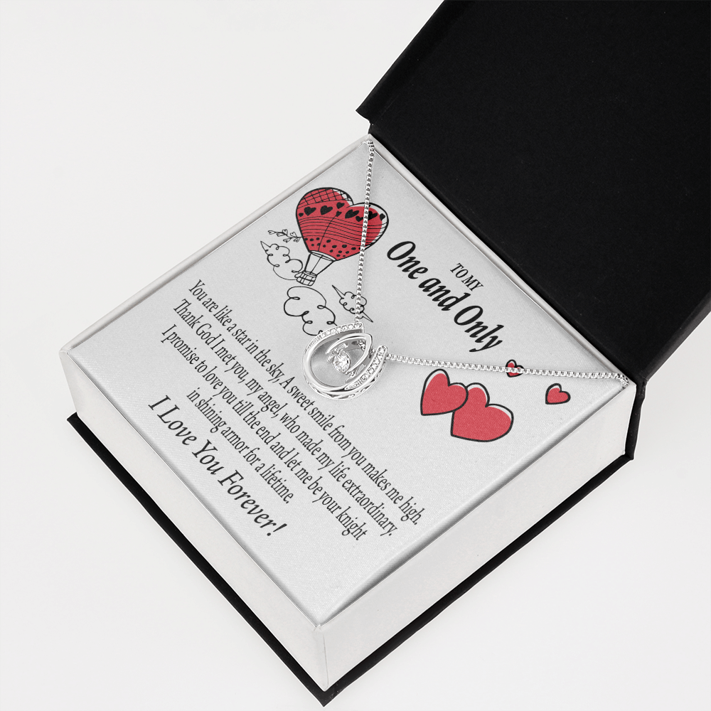 To My Girlfriend One & Only Lucky Horseshoe Necklace Message Card 14k w CZ Crystals-Express Your Love Gifts