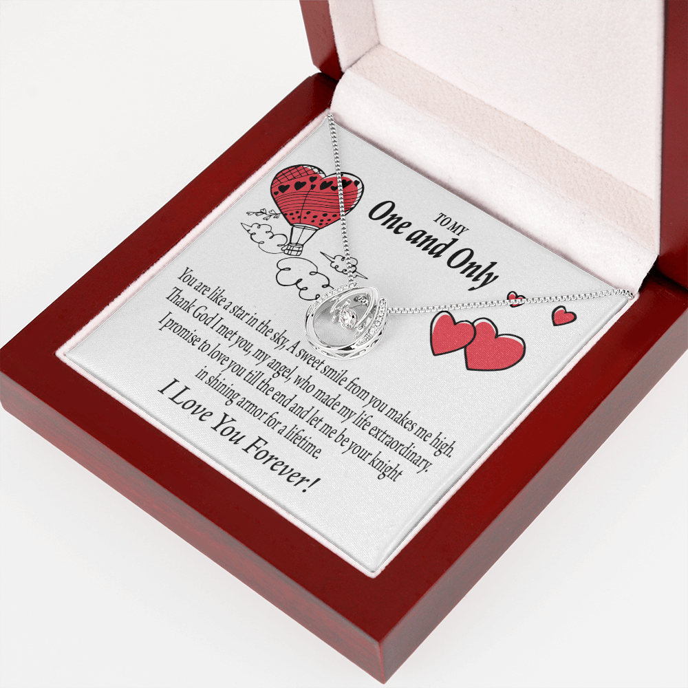 To My Girlfriend One & Only Lucky Horseshoe Necklace Message Card 14k w CZ Crystals-Express Your Love Gifts