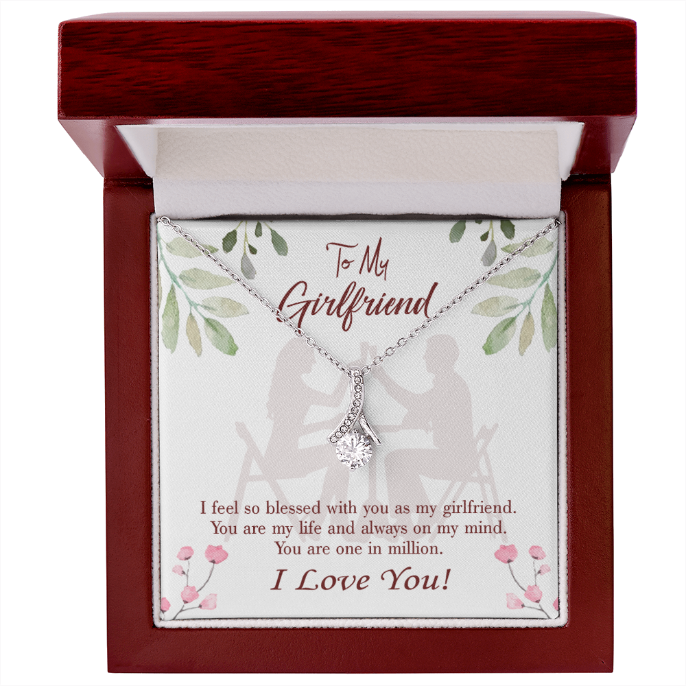 To My Girlfriend One in Million Alluring Ribbon Necklace Message Card-Express Your Love Gifts