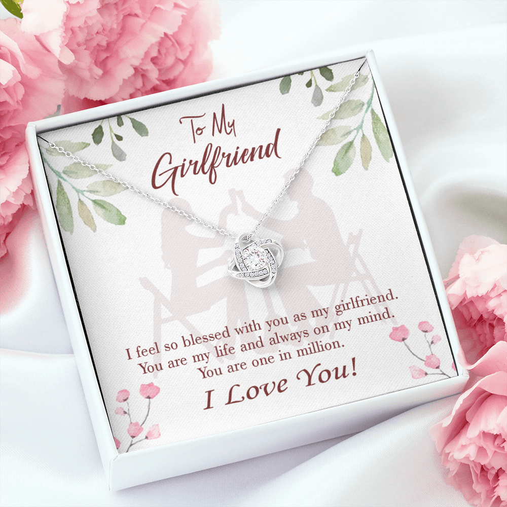 To My Girlfriend One in Million Infinity Knot Necklace Message Card-Express Your Love Gifts
