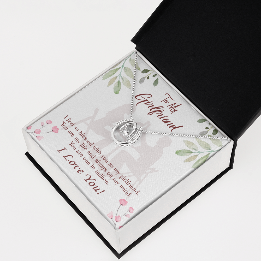 To My Girlfriend One in Million Lucky Horseshoe Necklace Message Card 14k w CZ Crystals-Express Your Love Gifts