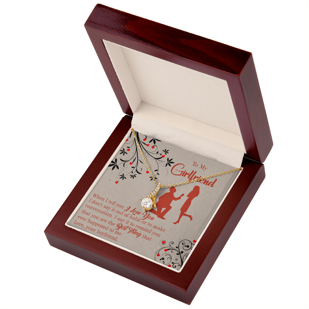 To My Girlfriend Out of Habit Alluring Ribbon Necklace Message Card-Express Your Love Gifts