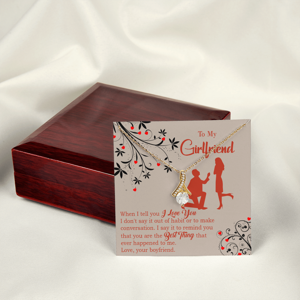To My Girlfriend Out of Habit Alluring Ribbon Necklace Message Card-Express Your Love Gifts