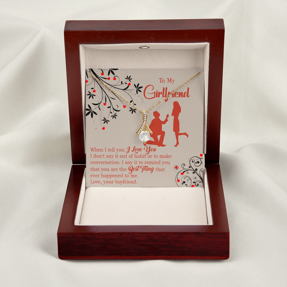 To My Girlfriend Out of Habit Alluring Ribbon Necklace Message Card-Express Your Love Gifts
