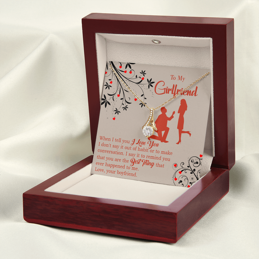 To My Girlfriend Out of Habit Alluring Ribbon Necklace Message Card-Express Your Love Gifts