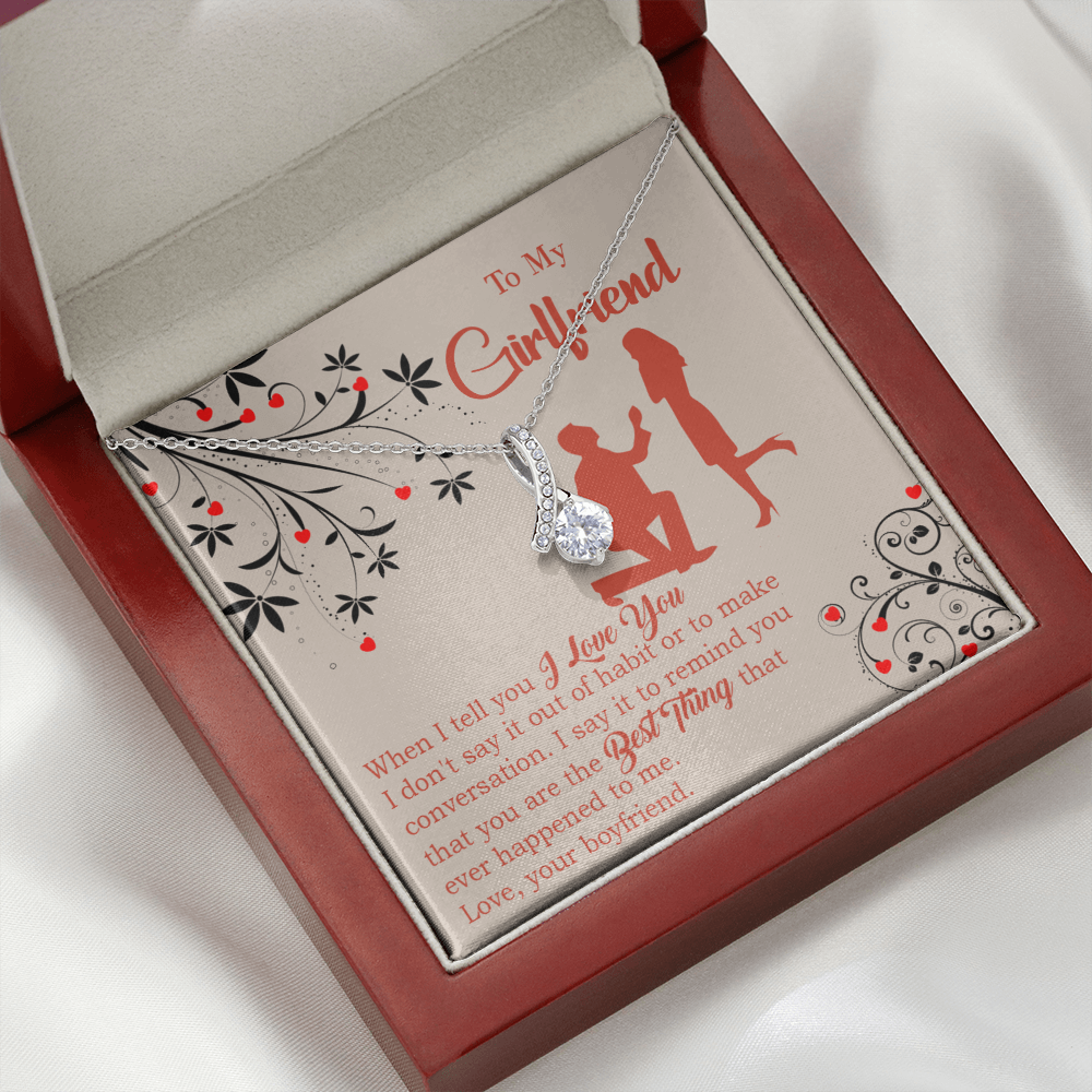 To My Girlfriend Out of Habit Alluring Ribbon Necklace Message Card-Express Your Love Gifts
