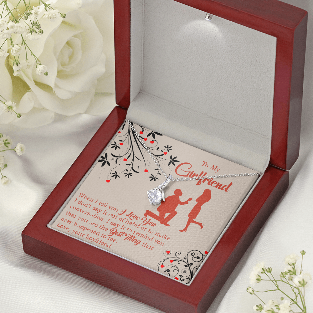 To My Girlfriend Out of Habit Alluring Ribbon Necklace Message Card-Express Your Love Gifts