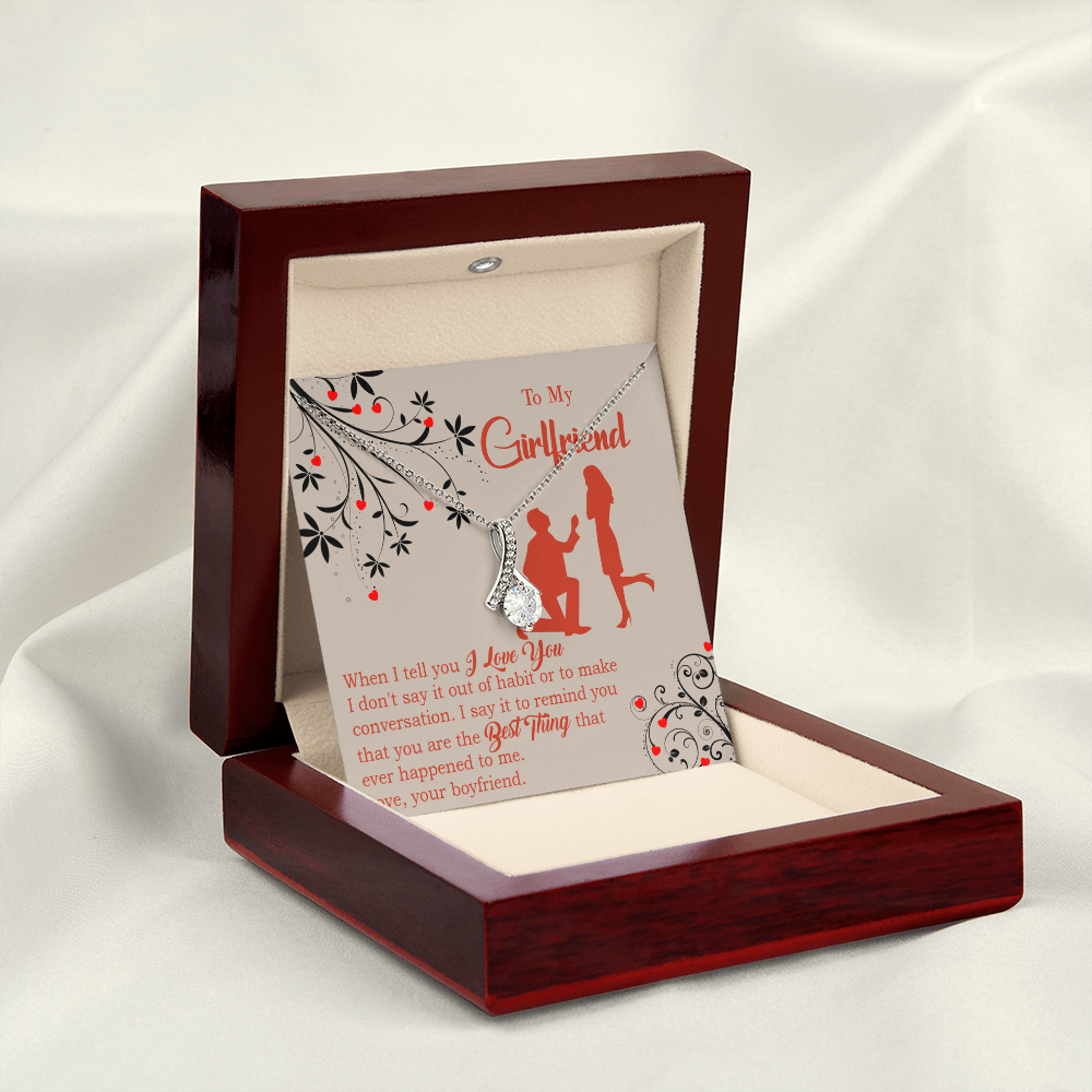 To My Girlfriend Out of Habit Alluring Ribbon Necklace Message Card-Express Your Love Gifts