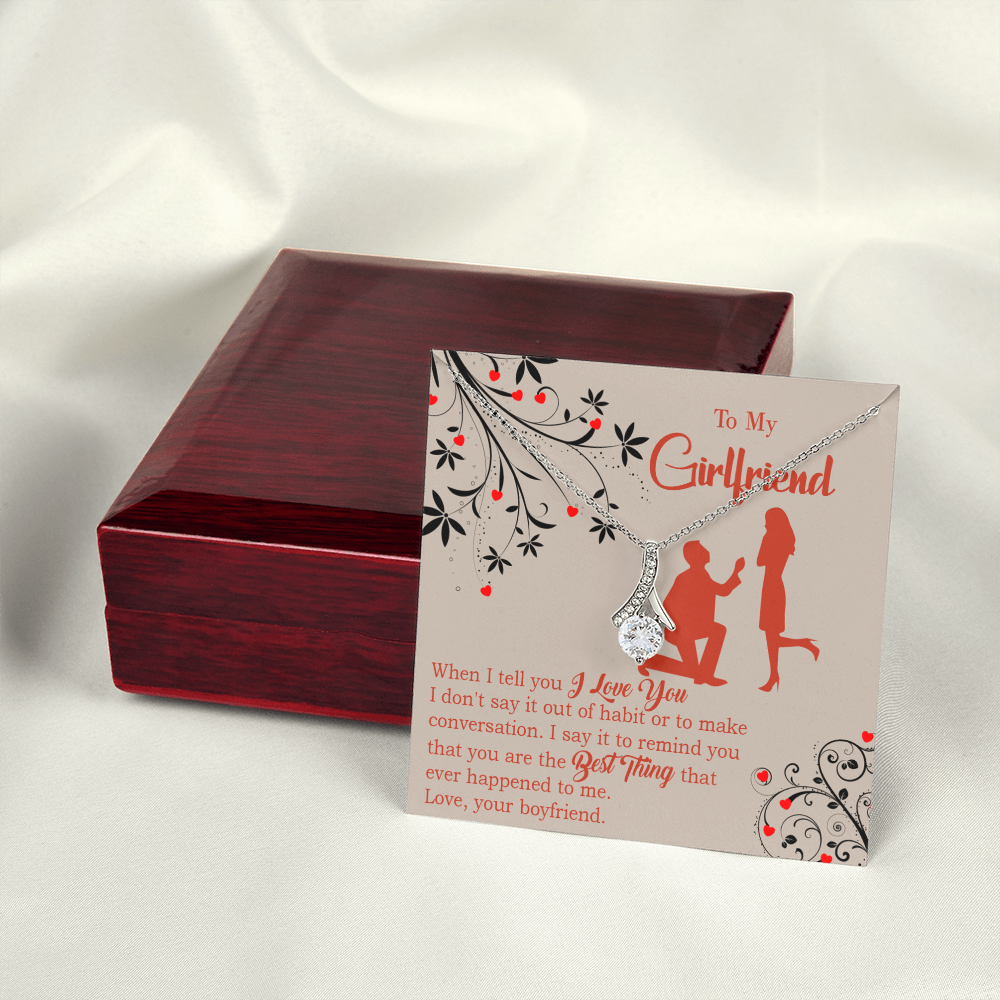 To My Girlfriend Out of Habit Alluring Ribbon Necklace Message Card-Express Your Love Gifts