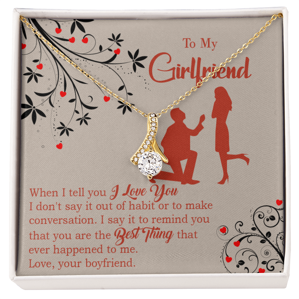 To My Girlfriend Out of Habit Alluring Ribbon Necklace Message Card-Express Your Love Gifts
