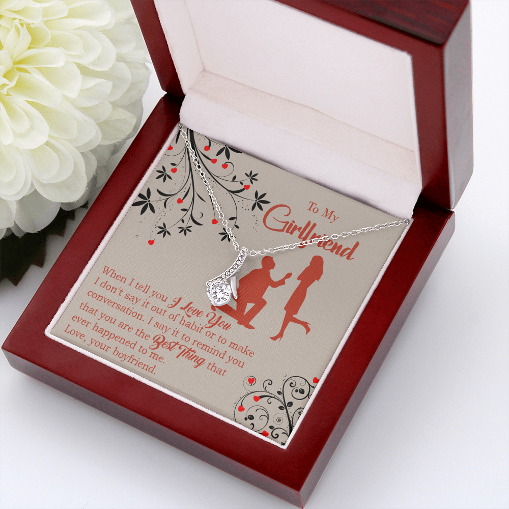 To My Girlfriend Out of Habit Alluring Ribbon Necklace Message Card-Express Your Love Gifts