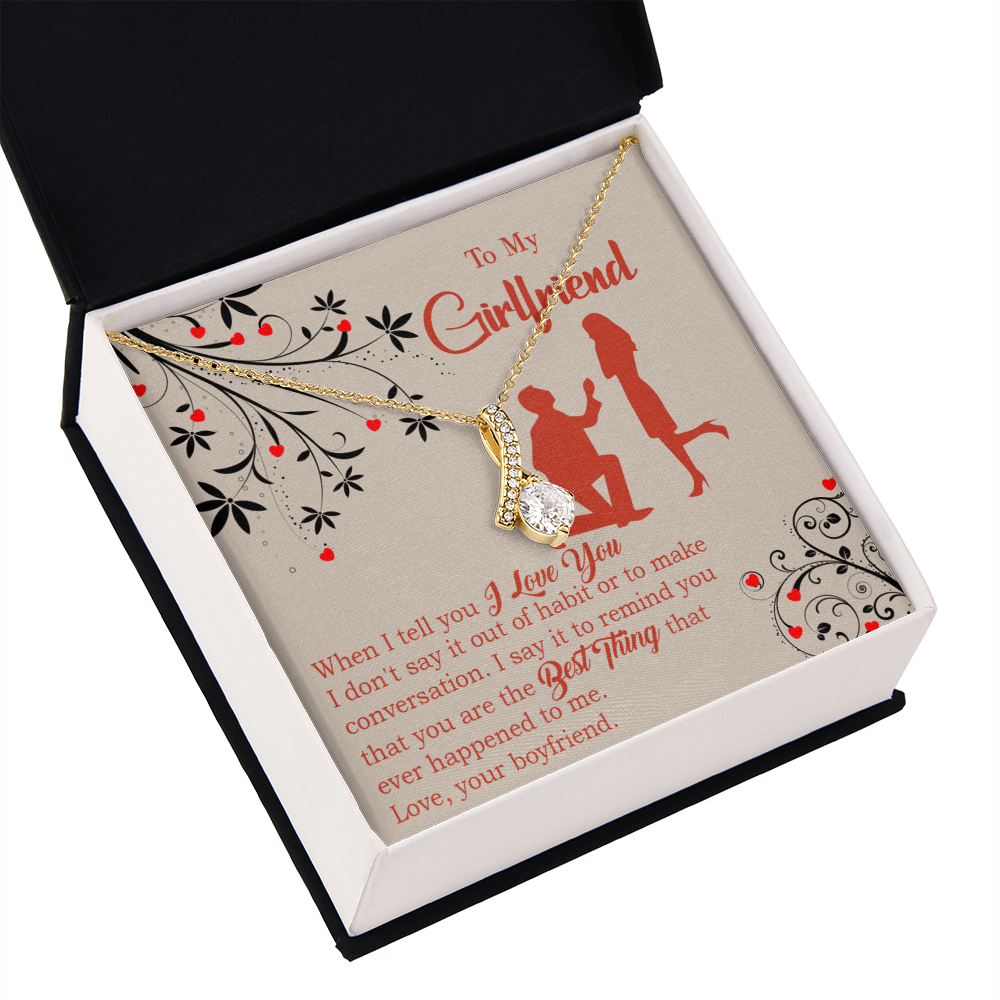 To My Girlfriend Out of Habit Alluring Ribbon Necklace Message Card-Express Your Love Gifts