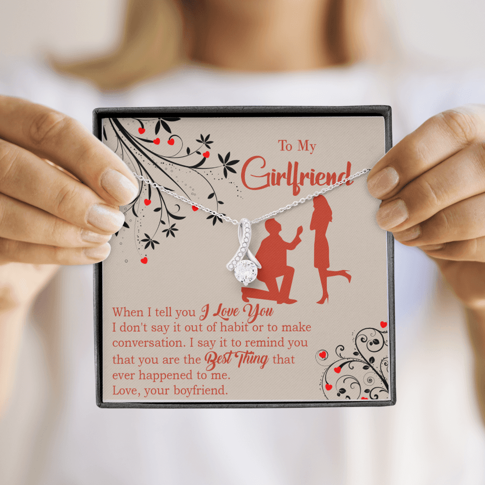To My Girlfriend Out of Habit Alluring Ribbon Necklace Message Card-Express Your Love Gifts