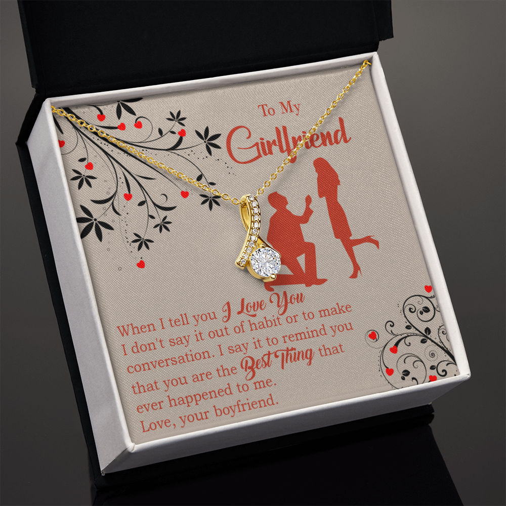 To My Girlfriend Out of Habit Alluring Ribbon Necklace Message Card-Express Your Love Gifts