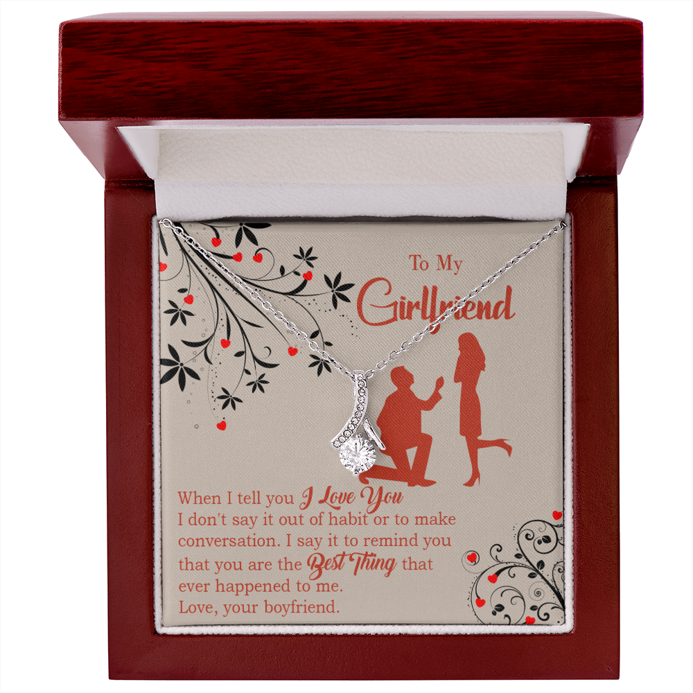 To My Girlfriend Out of Habit Alluring Ribbon Necklace Message Card-Express Your Love Gifts