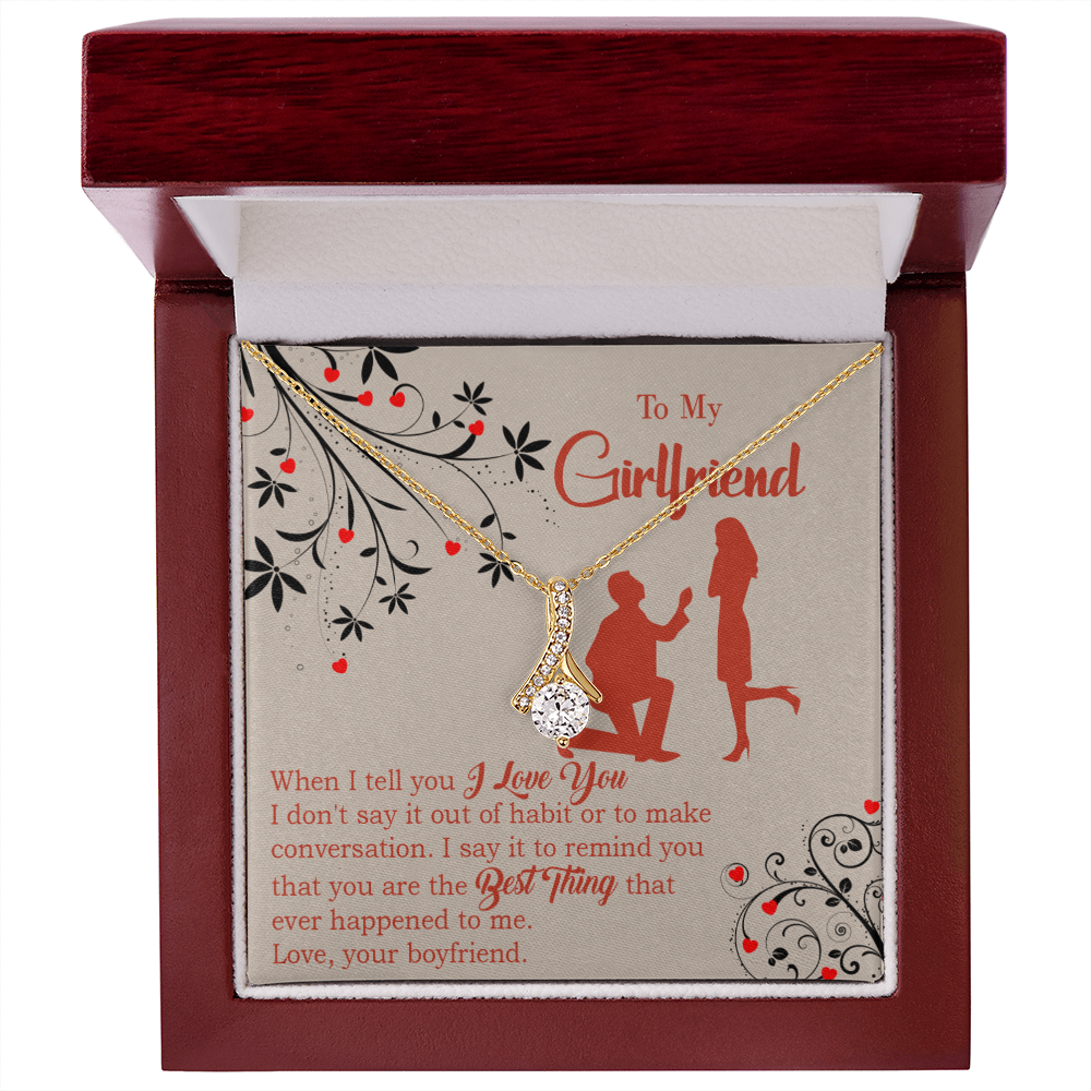 To My Girlfriend Out of Habit Alluring Ribbon Necklace Message Card-Express Your Love Gifts