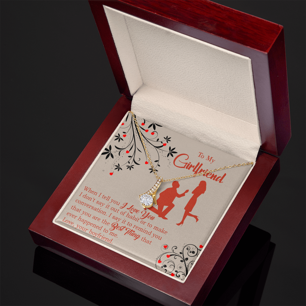 To My Girlfriend Out of Habit Alluring Ribbon Necklace Message Card-Express Your Love Gifts