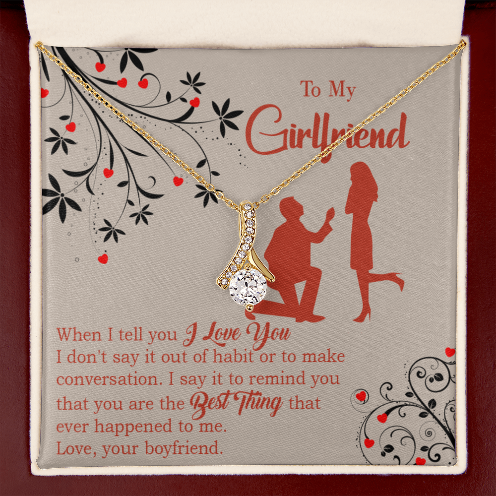 To My Girlfriend Out of Habit Alluring Ribbon Necklace Message Card-Express Your Love Gifts