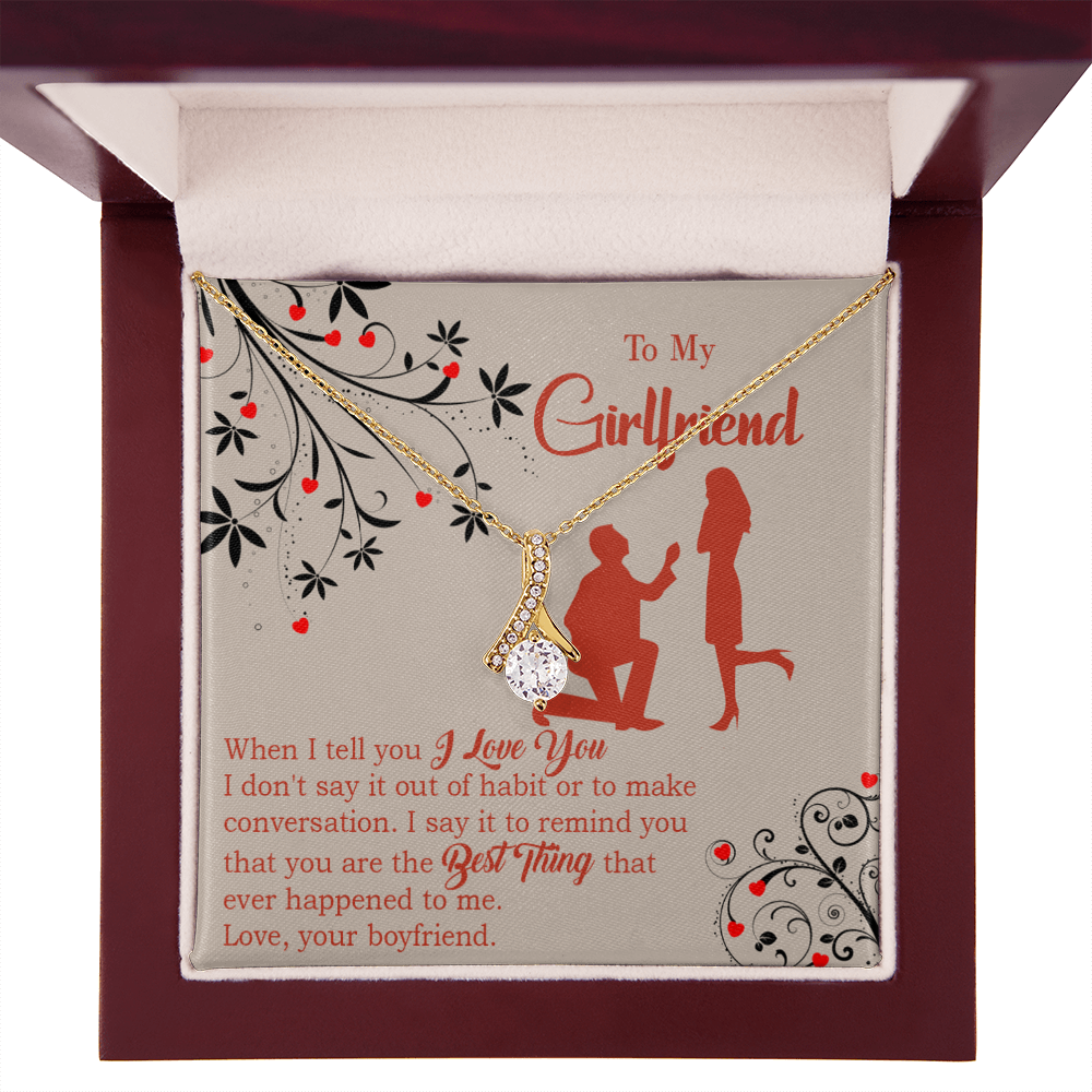 To My Girlfriend Out of Habit Alluring Ribbon Necklace Message Card-Express Your Love Gifts