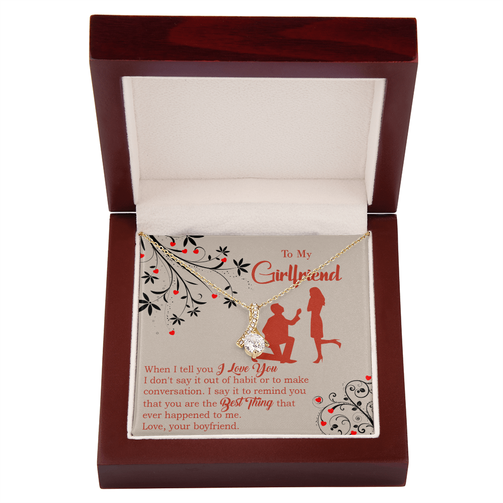To My Girlfriend Out of Habit Alluring Ribbon Necklace Message Card-Express Your Love Gifts