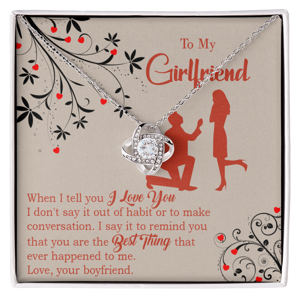 To My Girlfriend Out of Habit Infinity Knot Necklace Message Card-Express Your Love Gifts
