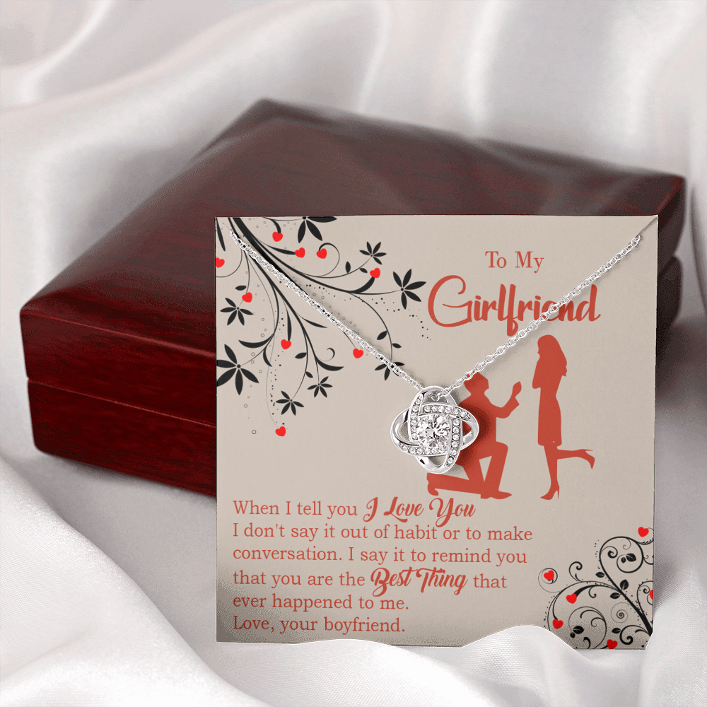 To My Girlfriend Out of Habit Infinity Knot Necklace Message Card-Express Your Love Gifts