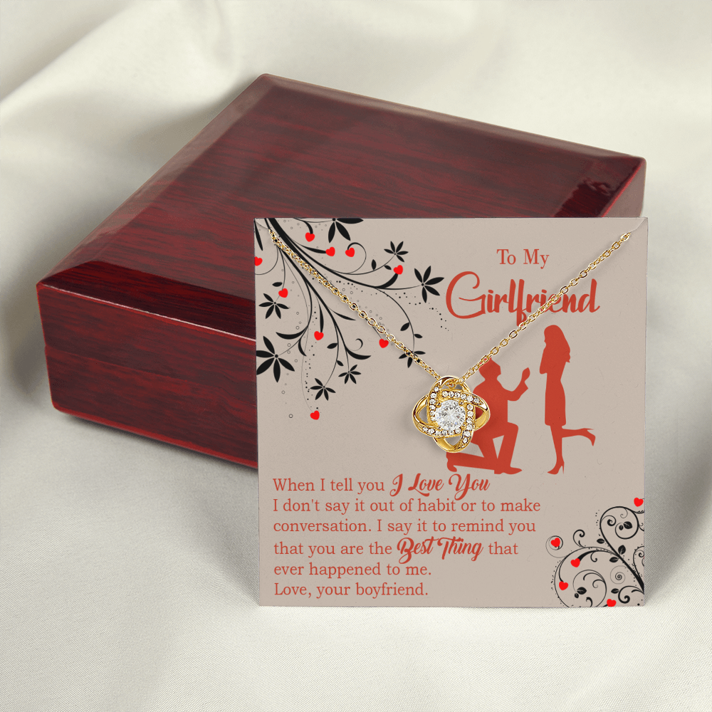 To My Girlfriend Out of Habit Infinity Knot Necklace Message Card-Express Your Love Gifts