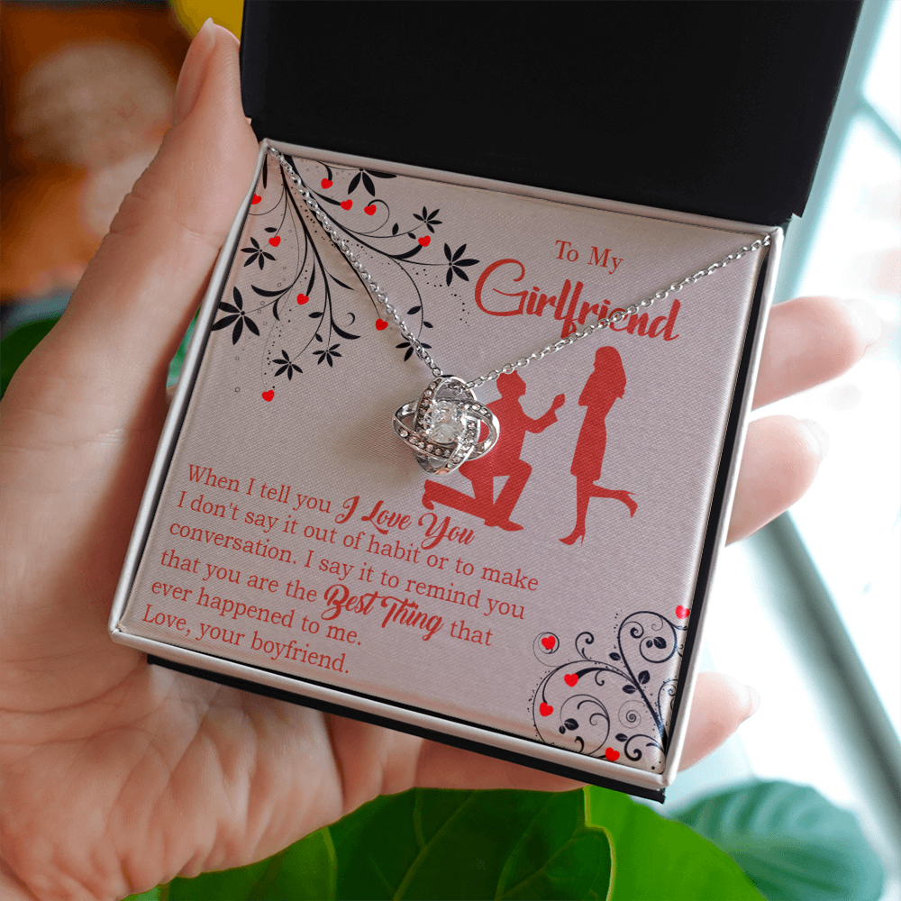 To My Girlfriend Out of Habit Infinity Knot Necklace Message Card-Express Your Love Gifts