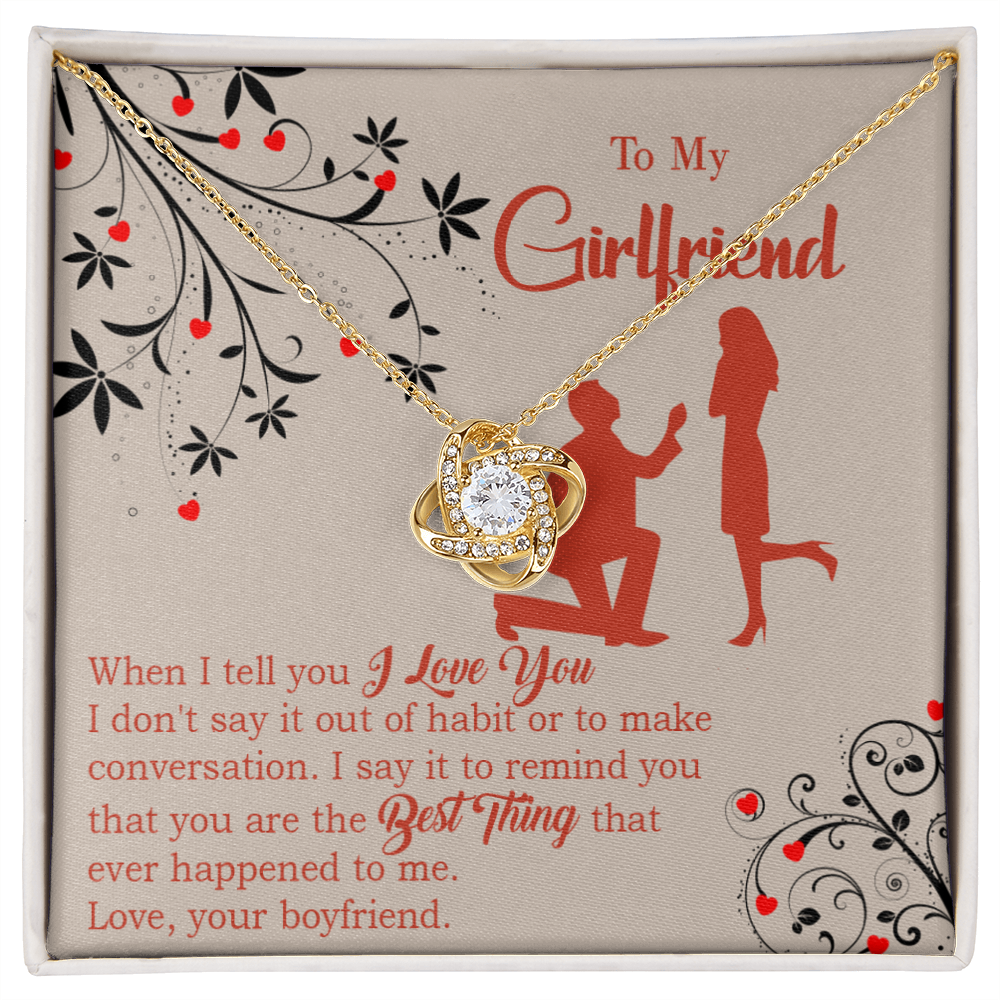 To My Girlfriend Out of Habit Infinity Knot Necklace Message Card-Express Your Love Gifts