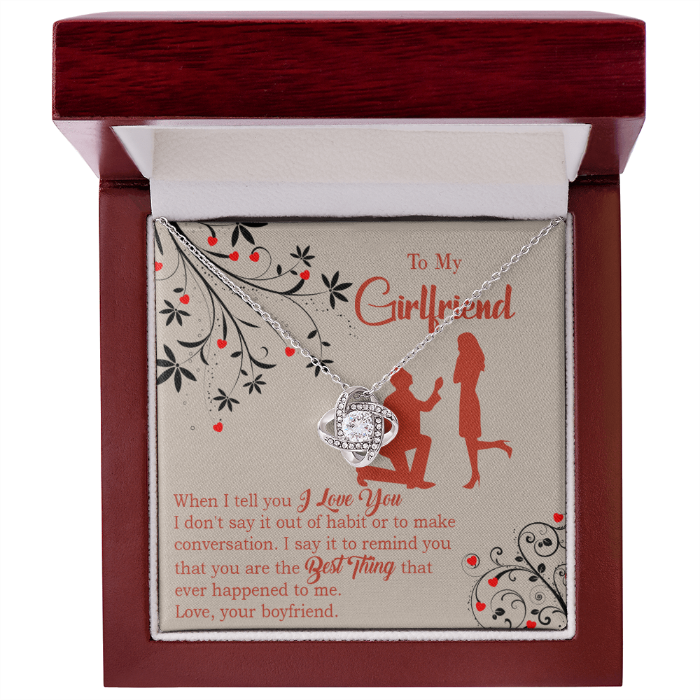 To My Girlfriend Out of Habit Infinity Knot Necklace Message Card-Express Your Love Gifts