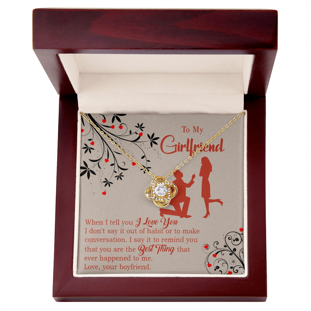 To My Girlfriend Out of Habit Infinity Knot Necklace Message Card-Express Your Love Gifts