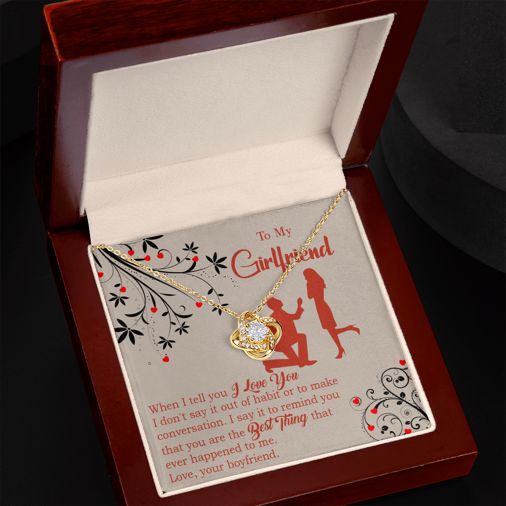 To My Girlfriend Out of Habit Infinity Knot Necklace Message Card-Express Your Love Gifts
