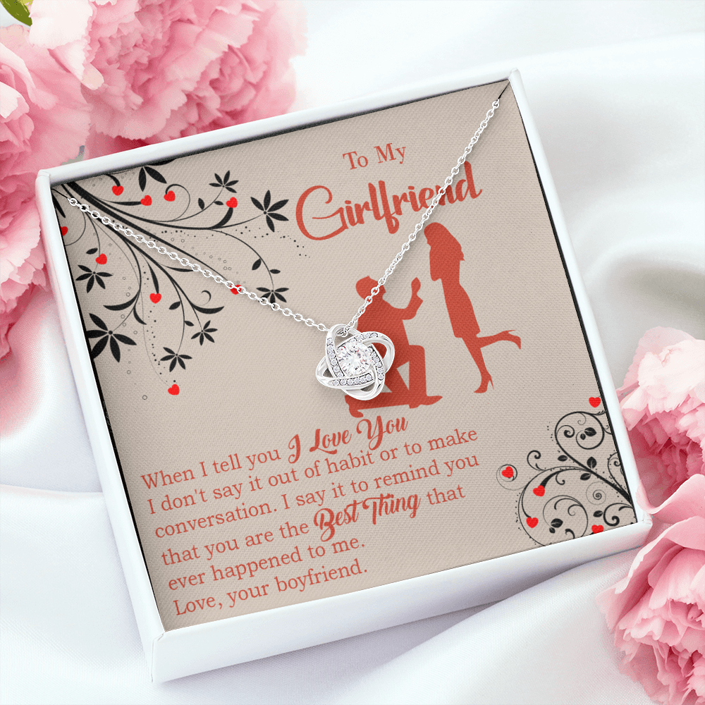 To My Girlfriend Out of Habit Infinity Knot Necklace Message Card-Express Your Love Gifts