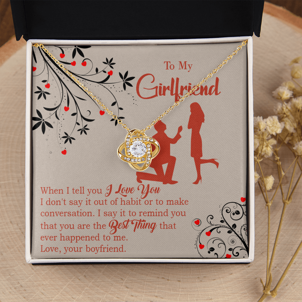 To My Girlfriend Out of Habit Infinity Knot Necklace Message Card-Express Your Love Gifts
